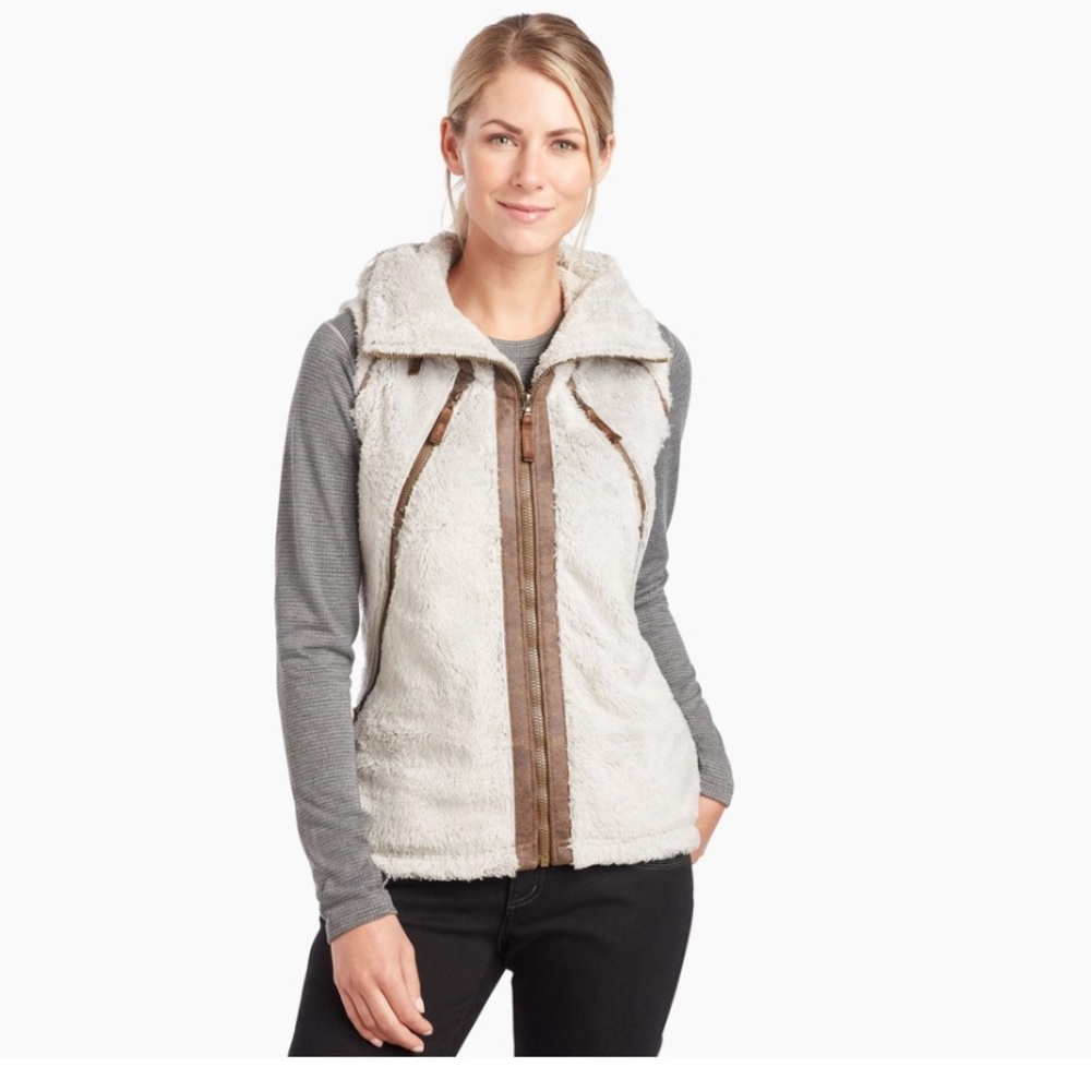 Kuhl Flight Vest - Cream with Brown Accents